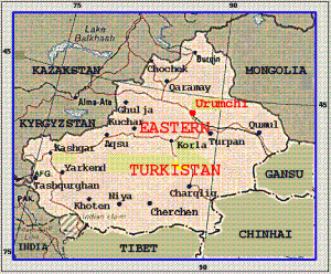 東トルキスタンの地図